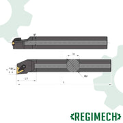 REGIMECH™ | BARRA ALESATRICE MTFNR/L CODOLO 16 – 32 mm INSERTI TNMG16 CON BLOCCAGGIO A STAFFA