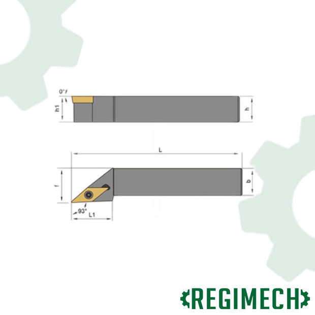 REGIMECH™ | PORTAINSERTI SVJBR CODOLO 20 - 32 mm INSERTI VBMT16 DESTRO CON BLOCCAGGIO A VITE